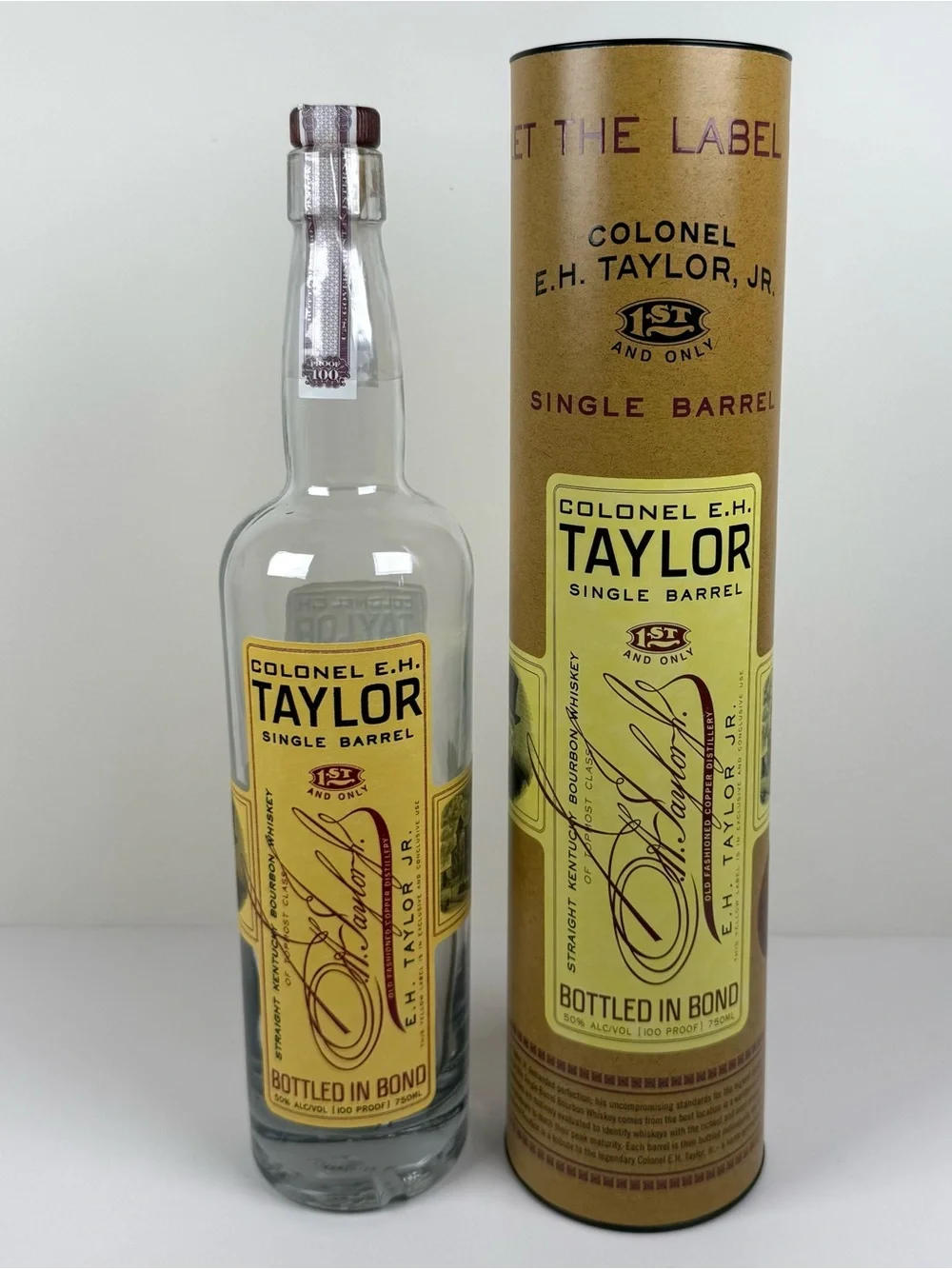 Colonel EH Taylor Single Barrel Bourbon Empty & Unrinsed 750 ml Bottle & Tube